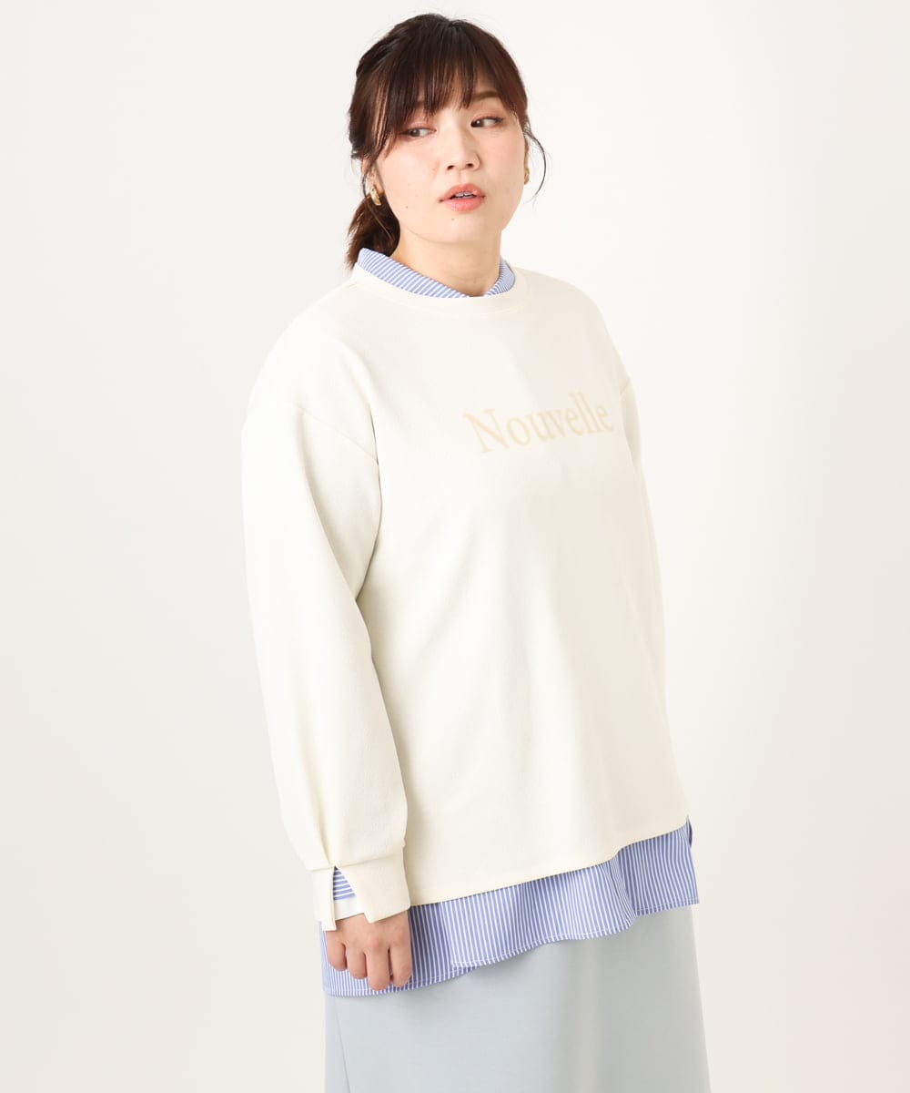 OLKCD08064 eur3(エウルキューブ) 【大きいサイズ】ロゴスウェットライクプルオーバー アイボリー(80)