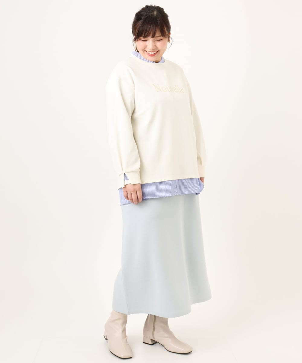 OLKCD08064 eur3(エウルキューブ) 【大きいサイズ】ロゴスウェットライクプルオーバー アイボリー(80)