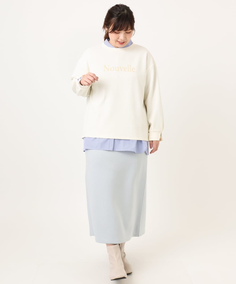 OLKCD08064 eur3(エウルキューブ) 【大きいサイズ】ロゴスウェットライクプルオーバー アイボリー(80)