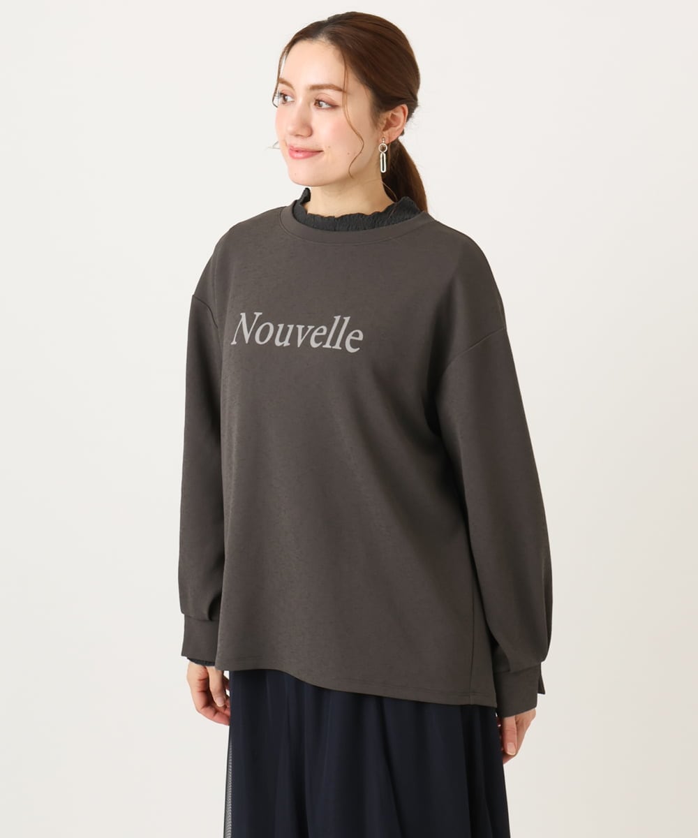 OLKCD08064 eur3(エウルキューブ) 【大きいサイズ】ロゴスウェットライクプルオーバー ダークグレー(93)