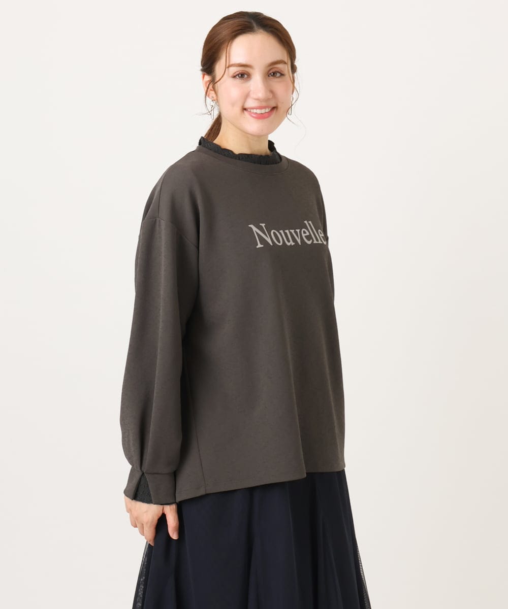 OLKCD08064 eur3(エウルキューブ) 【大きいサイズ】ロゴスウェットライクプルオーバー ダークグレー(93)