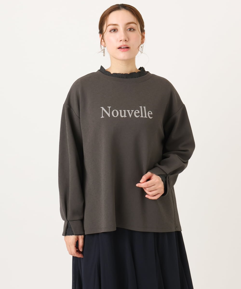 OLKCD08064 eur3(エウルキューブ) 【大きいサイズ】ロゴスウェットライクプルオーバー ダークグレー(93)