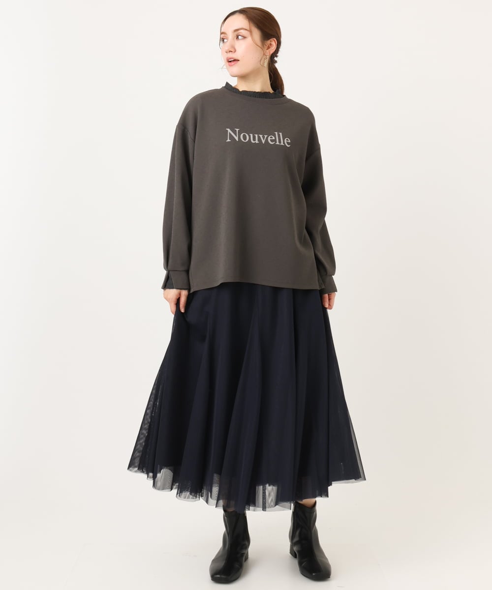 OLKCD08064 eur3(エウルキューブ) 【大きいサイズ】ロゴスウェットライクプルオーバー ダークグレー(93)