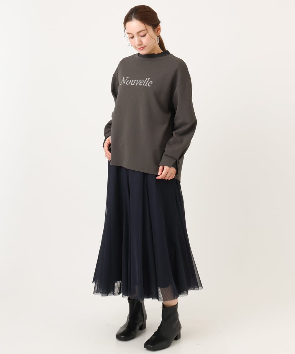 OLKCD08064 eur3(エウルキューブ) 【大きいサイズ】ロゴスウェットライクプルオーバー ダークグレー(93)