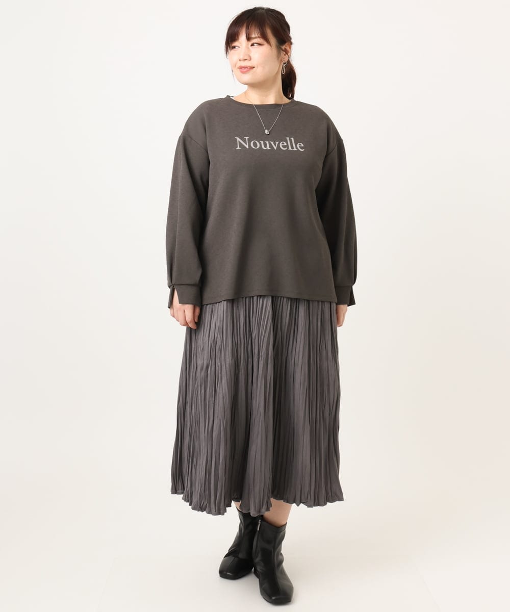 OLKCD08064 eur3(エウルキューブ) 【大きいサイズ】ロゴスウェットライクプルオーバー ダークグレー(93)