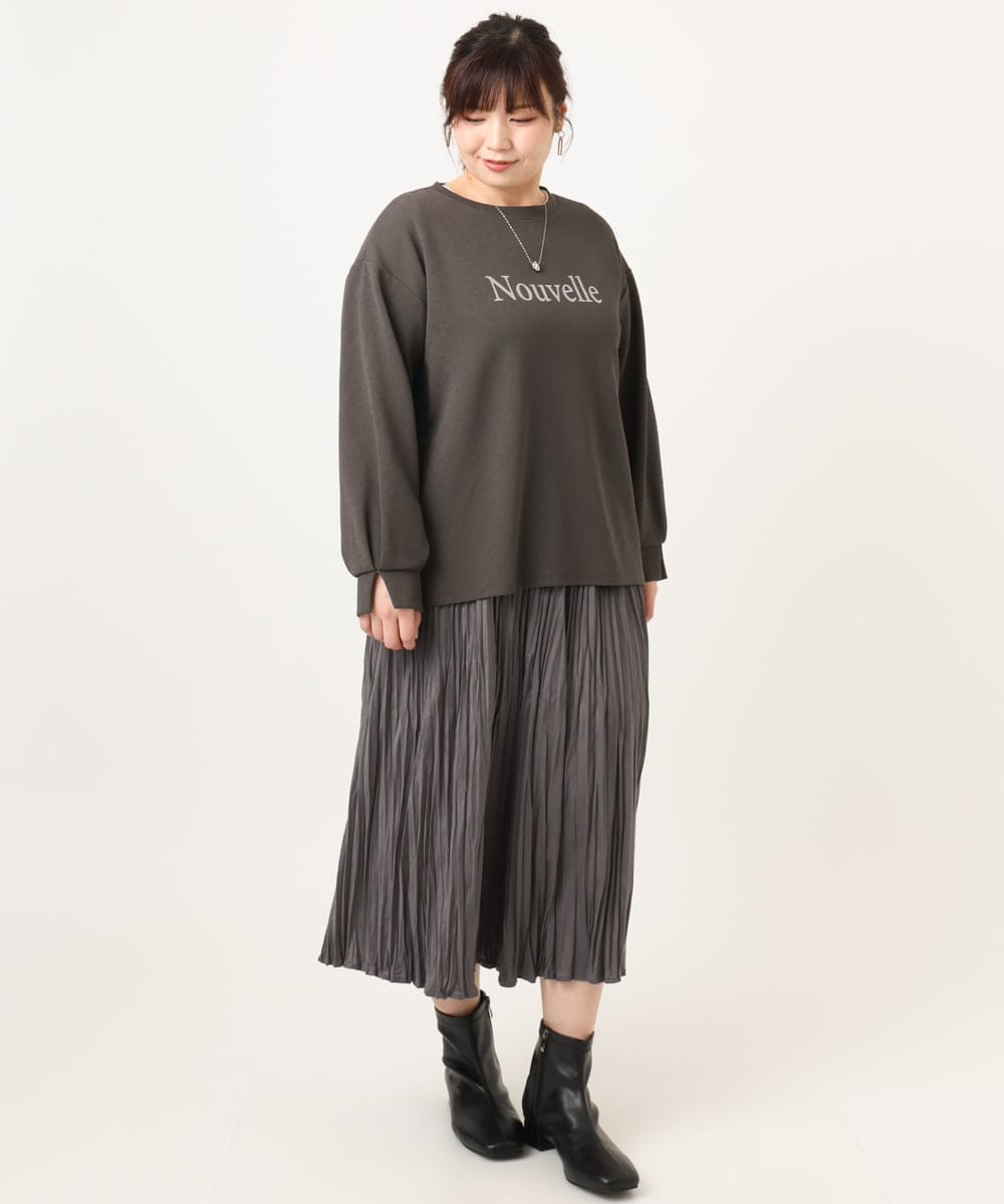 OLKCD08064 eur3(エウルキューブ) 【大きいサイズ】ロゴスウェットライクプルオーバー ダークグレー(93)