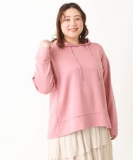 OLKCV01079 eur3(エウルキューブ) 【大きいサイズ】ダンボールフーディートップス ピンク(03)（WEB限定カラー）