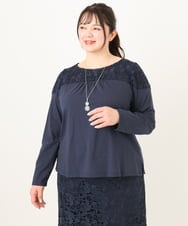 OLKDA03089 eur3(エウルキューブ) 【大きいサイズ】レースコンビカットソー ネイビー(57)