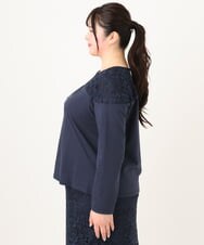 OLKDA03089 eur3(エウルキューブ) 【大きいサイズ】レースコンビカットソー ネイビー(57)