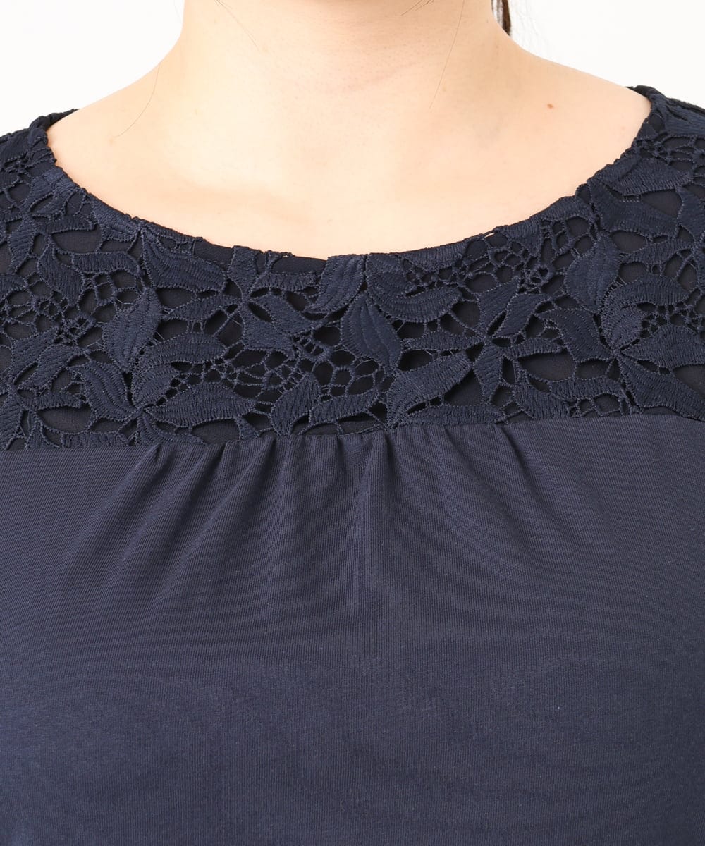 OLKDA03089 eur3(エウルキューブ) 【大きいサイズ】レースコンビカットソー ネイビー(57)