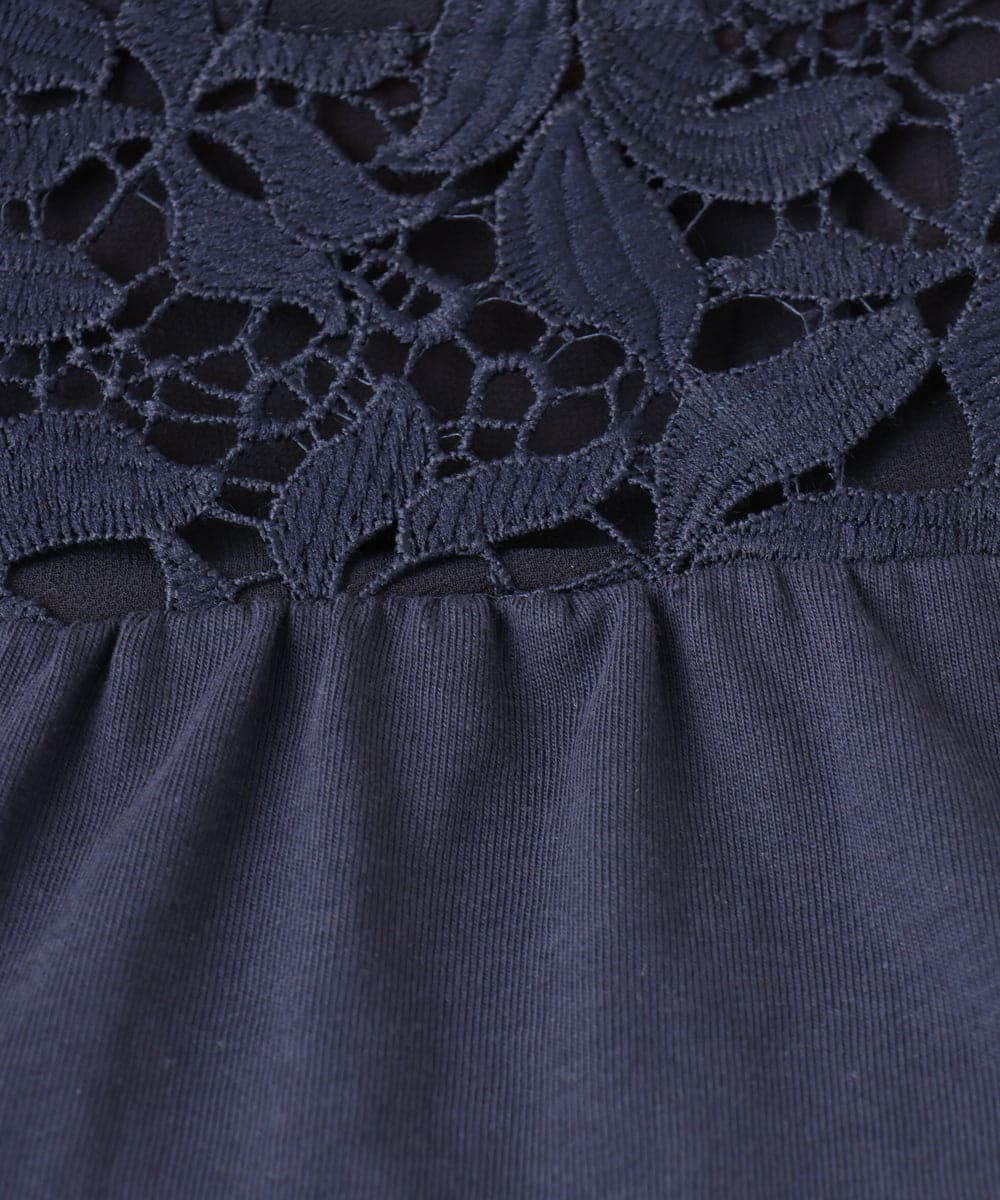 OLKDA03089 eur3(エウルキューブ) 【大きいサイズ】レースコンビカットソー ネイビー(57)