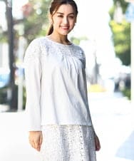 OLKDA03089 eur3(エウルキューブ) 【大きいサイズ】レースコンビカットソー ホワイト(90)