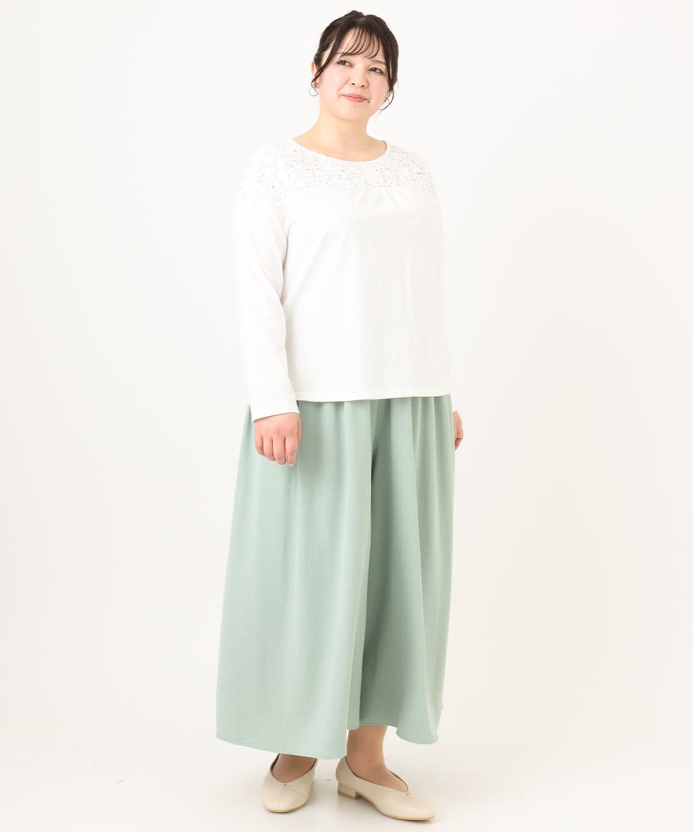 OLKDA03089 eur3(エウルキューブ) 【大きいサイズ】レースコンビカットソー ホワイト(90)
