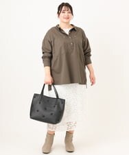 OLKDA03089 eur3(エウルキューブ) 【大きいサイズ】レースコンビカットソー ホワイト(90)