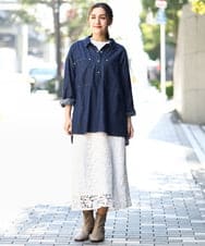 OLKDA03089 eur3(エウルキューブ) 【大きいサイズ】レースコンビカットソー ホワイト(90)