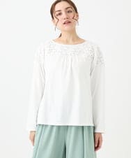 OLKDA03089 eur3(エウルキューブ) 【大きいサイズ】レースコンビカットソー ホワイト(90)