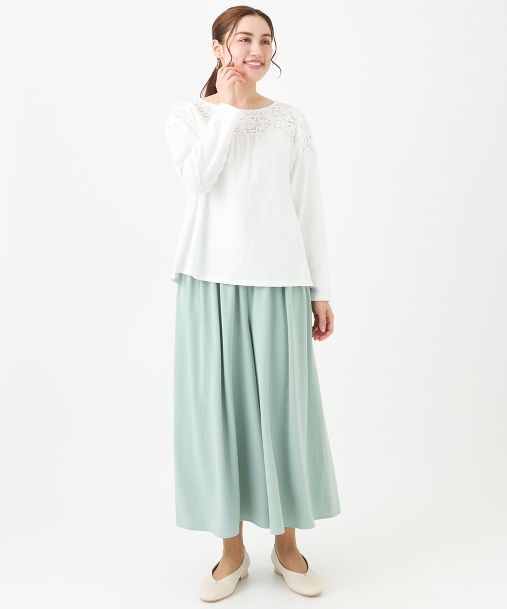 OLKDA03089 eur3(エウルキューブ) 【大きいサイズ】レースコンビカットソー ホワイト(90)