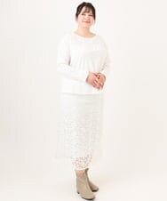 OLKDA03089 eur3(エウルキューブ) 【大きいサイズ】レースコンビカットソー ホワイト(90)