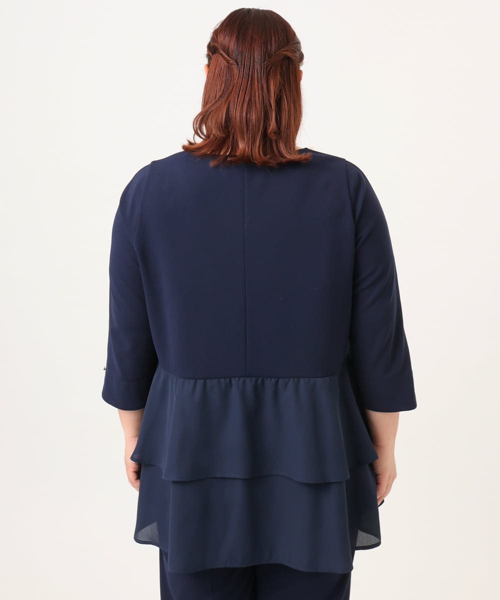 OLKDD01099 eur3(エウルキューブ) 【大きいサイズ/セットアップ対応】カットジョーゼットバックティアードカットソー ネイビー(57)