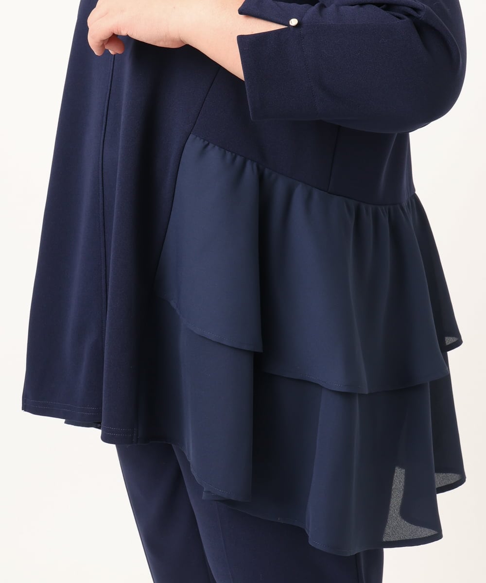 OLKDD01099 eur3(エウルキューブ) 【大きいサイズ/セットアップ対応】カットジョーゼットバックティアードカットソー ネイビー(57)