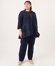 OLKDD01099 eur3(エウルキューブ) 【大きいサイズ/セットアップ対応】カットジョーゼットバックティアードカットソー ネイビー(57)