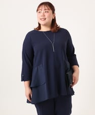 OLKDD01099 eur3(エウルキューブ) 【大きいサイズ/セットアップ対応】カットジョーゼットバックティアードカットソー ネイビー(57)