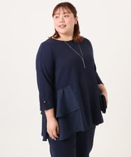 OLKDD01099 eur3(エウルキューブ) 【大きいサイズ/セットアップ対応】カットジョーゼットバックティアードカットソー ネイビー(57)