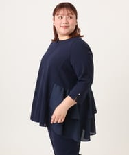 OLKDD01099 eur3(エウルキューブ) 【大きいサイズ/セットアップ対応】カットジョーゼットバックティアードカットソー ネイビー(57)