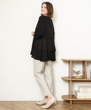 OLKDD01099 eur3(エウルキューブ) 【大きいサイズ/セットアップ対応】カットジョーゼットバックティアードカットソー ブラック(94)