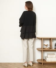 OLKDD01099 eur3(エウルキューブ) 【大きいサイズ/セットアップ対応】カットジョーゼットバックティアードカットソー ブラック(94)