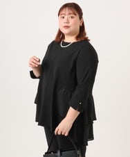 OLKDD01099 eur3(エウルキューブ) 【大きいサイズ/セットアップ対応】カットジョーゼットバックティアードカットソー ブラック(94)