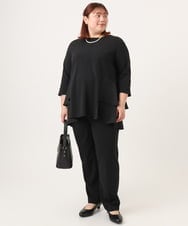 OLKDD01099 eur3(エウルキューブ) 【大きいサイズ/セットアップ対応】カットジョーゼットバックティアードカットソー ブラック(94)