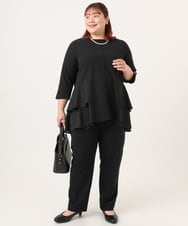 OLKDD01099 eur3(エウルキューブ) 【大きいサイズ/セットアップ対応】カットジョーゼットバックティアードカットソー ブラック(94)