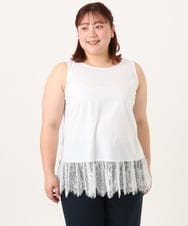 OLKDD02069 eur3(エウルキューブ) 【WEB先行販売】【大きいサイズ】レースヘムタンクトップ ホワイト(90)