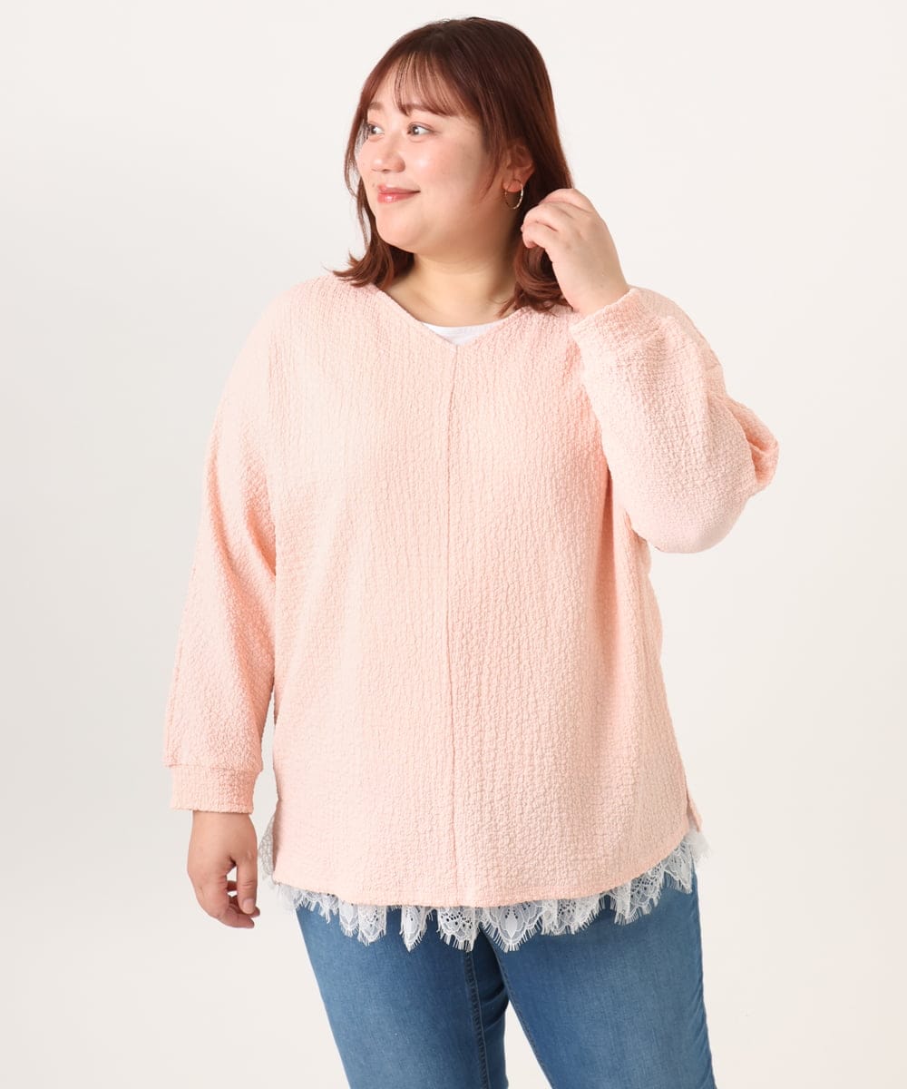 OLKDD02069 eur3(エウルキューブ) 【WEB先行販売】【大きいサイズ】レースヘムタンクトップ ホワイト(90)