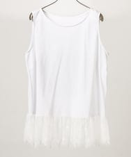 OLKDD02069 eur3(エウルキューブ) 【WEB先行販売】【大きいサイズ】レースヘムタンクトップ ホワイト(90)