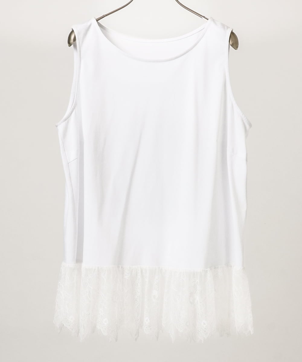 OLKDD02069 eur3(エウルキューブ) 【WEB先行販売】【大きいサイズ】レースヘムタンクトップ ホワイト(90)