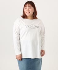 OLKDD03069 eur3(エウルキューブ) 【WEB先行販売】【大きいサイズ】コットン長袖Tシャツ アイボリー(ロゴ）