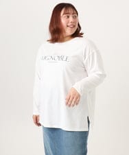 OLKDD03069 eur3(エウルキューブ) 【WEB先行販売】【大きいサイズ】コットン長袖Tシャツ アイボリー(ロゴ）