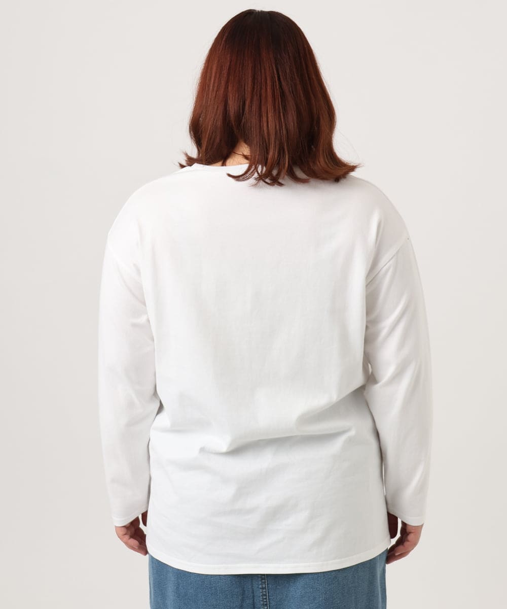 OLKDD03069 eur3(エウルキューブ) 【WEB先行販売】【大きいサイズ】コットン長袖Tシャツ アイボリー(ロゴ）