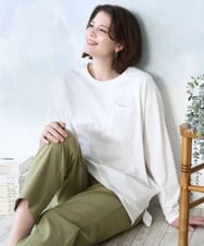 OLKDD03069 eur3(エウルキューブ) 【WEB先行販売】【大きいサイズ】コットン長袖Tシャツ ホワイト(ネコ）