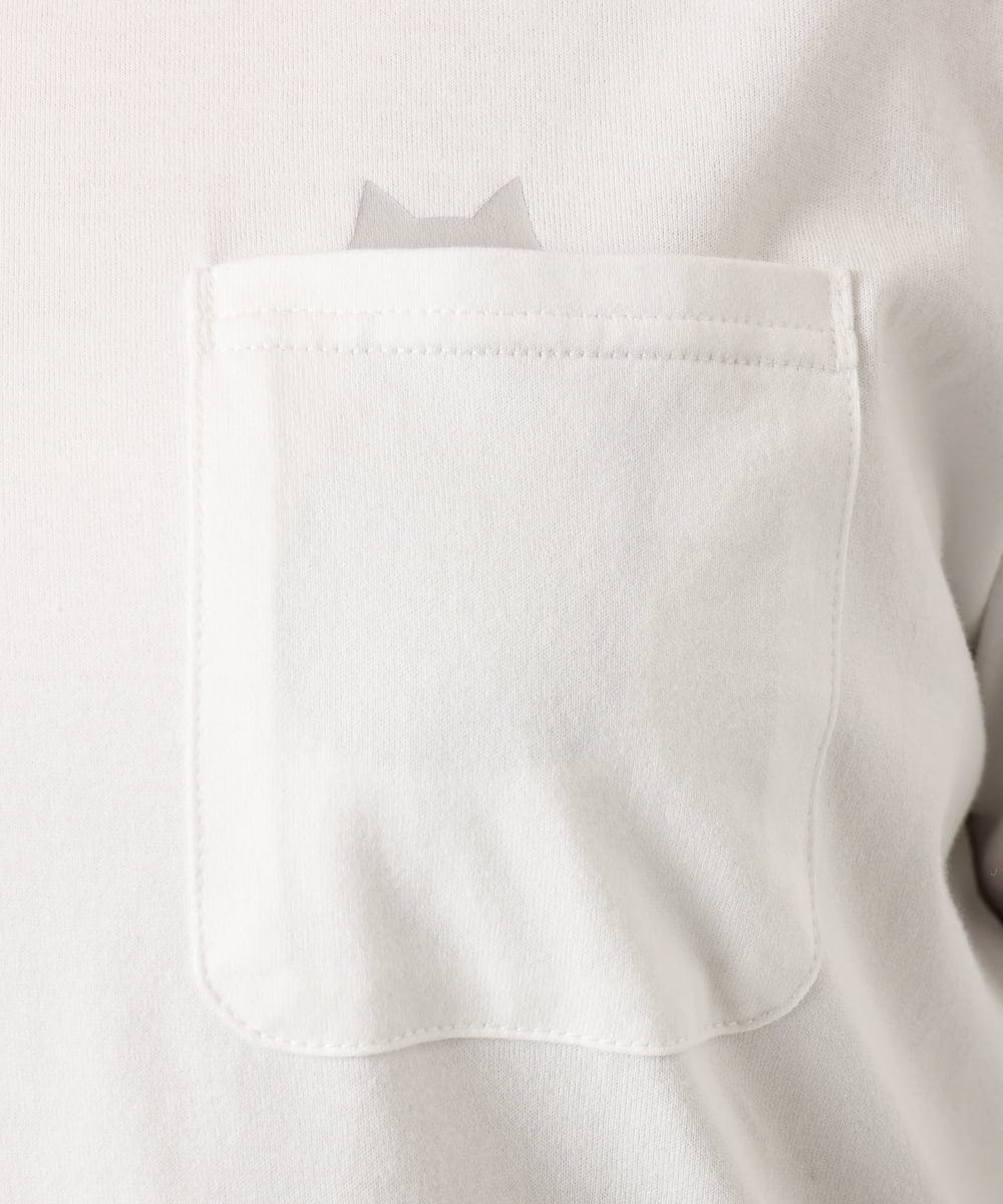 OLKDD03069 eur3(エウルキューブ) 【WEB先行販売】【大きいサイズ】コットン長袖Tシャツ ホワイト(ネコ）