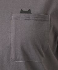 OLKDD03069 eur3(エウルキューブ) 【WEB先行販売】【大きいサイズ】コットン長袖Tシャツ ダークグレー(ネコ）