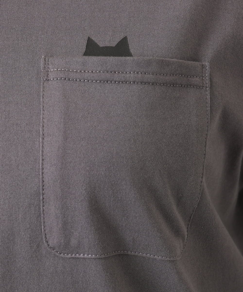 OLKDD03069 eur3(エウルキューブ) 【WEB先行販売】【大きいサイズ】コットン長袖Tシャツ ダークグレー(ネコ）