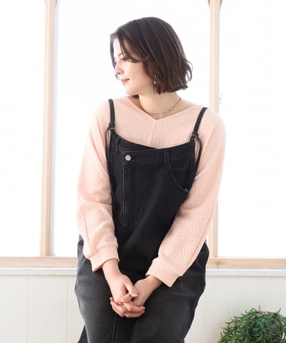 OLKDD05069 eur3 【WEB先行販売】【大きいサイズ】リップルジャージー2WAYカットソー