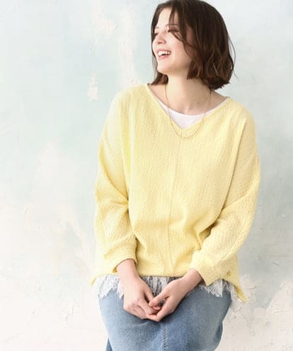 OLKDD05069 eur3 【WEB先行販売】【大きいサイズ】リップルジャージー2WAYカットソー