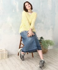 OLKDD05069 eur3(エウルキューブ) 【WEB先行販売】【大きいサイズ】リップルジャージー2WAYカットソー ライトイエロー