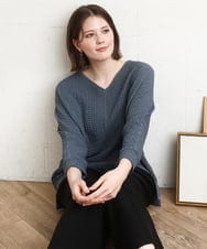 OLKDD05069 eur3(エウルキューブ) 【WEB先行販売】【大きいサイズ】リップルジャージー2WAYカットソー ブルー