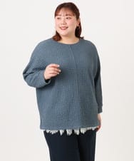 OLKDD05069 eur3(エウルキューブ) 【WEB先行販売】【大きいサイズ】リップルジャージー2WAYカットソー ブルー