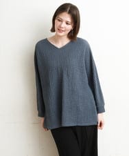 OLKDD05069 eur3(エウルキューブ) 【WEB先行販売】【大きいサイズ】リップルジャージー2WAYカットソー ブルー